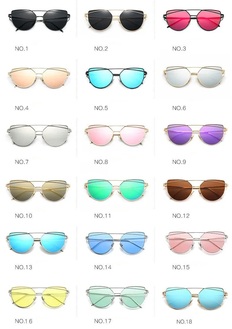 Cat Eye Sun Glasses Lady Mirror Sunglasses