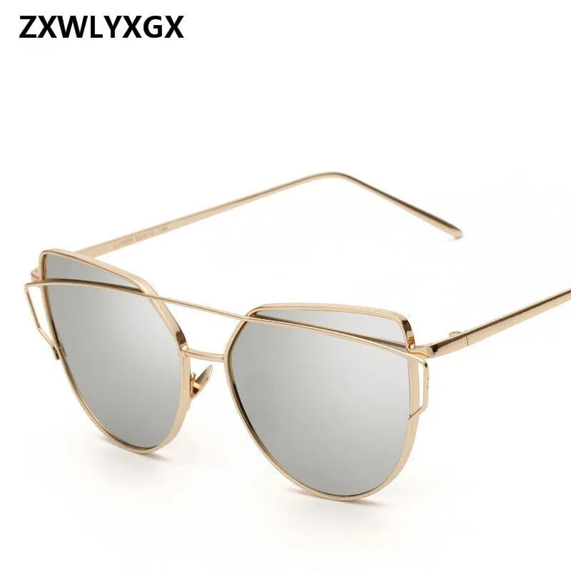 Cat Eye Sun Glasses Lady Mirror Sunglasses