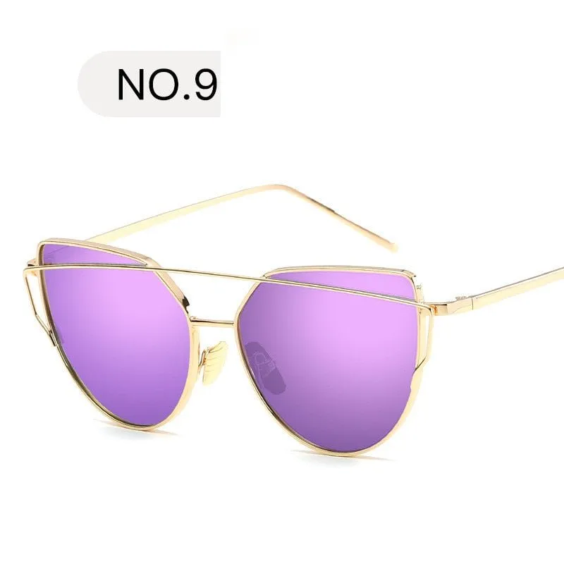 Cat Eye Sun Glasses Lady Mirror Sunglasses