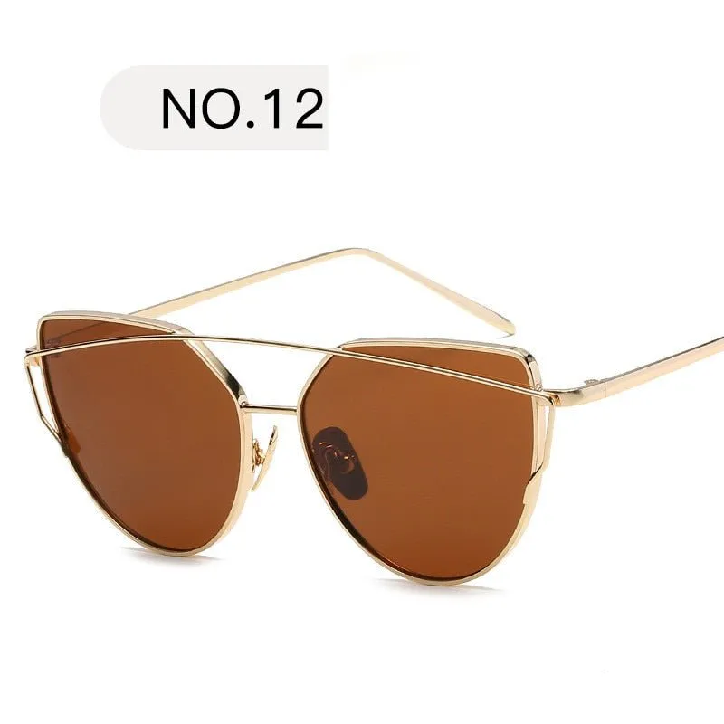 Cat Eye Sun Glasses Lady Mirror Sunglasses