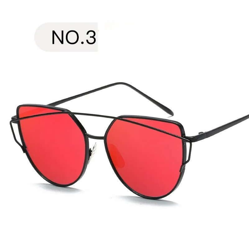 Cat Eye Sun Glasses Lady Mirror Sunglasses