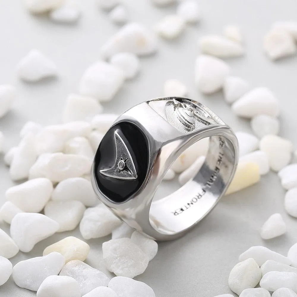 Classic Silver Plated Star Trek Badge Ring for Men Anniversary