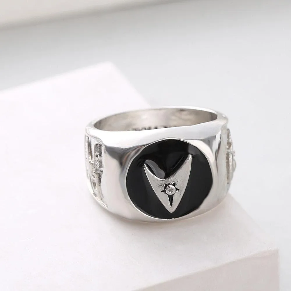 Classic Silver Plated Star Trek Badge Ring for Men Anniversary