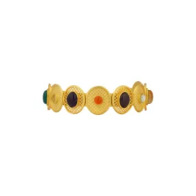 Colour Story Navratan Cuff Bracelet