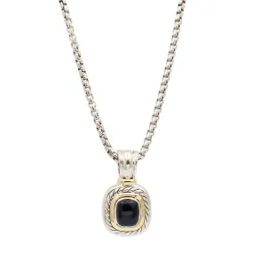 David Yurman 925 Sterling Silver & 14K Yellow Gold Onyx Albion Enhancer Pendant Necklace