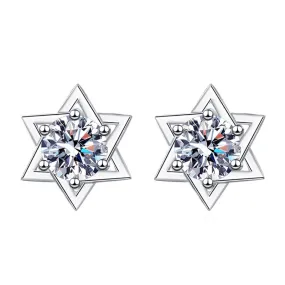 Diamond Pentagram Moissanite Earrings