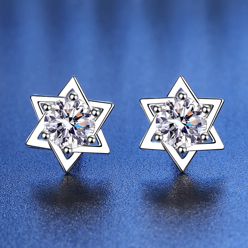 Diamond Pentagram Moissanite Earrings