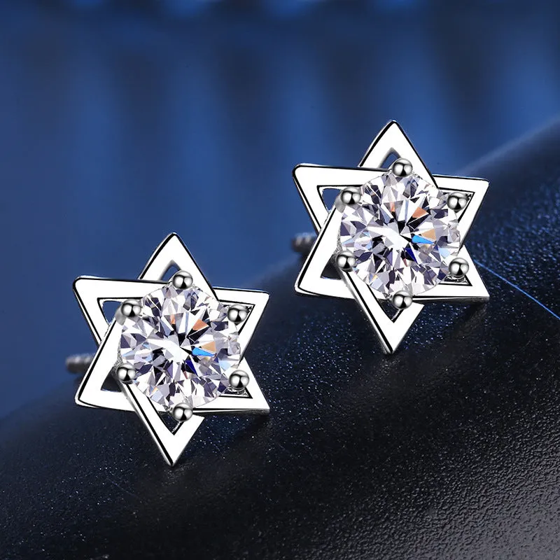 Diamond Pentagram Moissanite Earrings