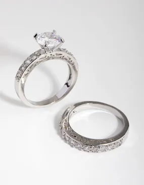 Diamond Simulant Engagement & Wedding Pack Rings