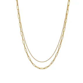 Double Layer Paperclip Necklace Gold