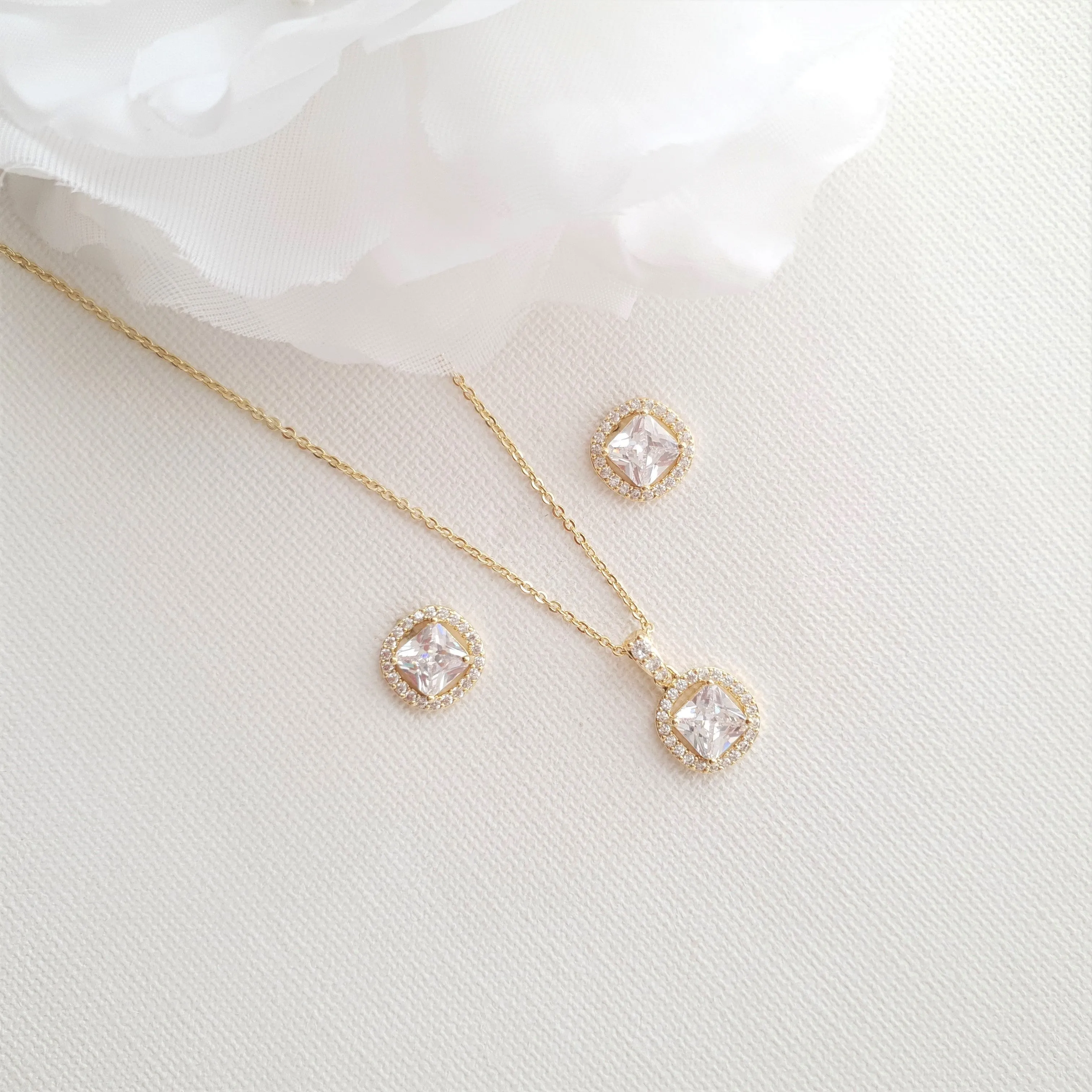 Earrings and Necklace Bridesmaids Jewelry Set-Piper