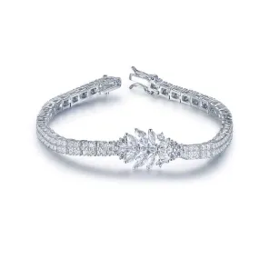 Elegant White Leaf Cubic Zirconia Chain Bracelet