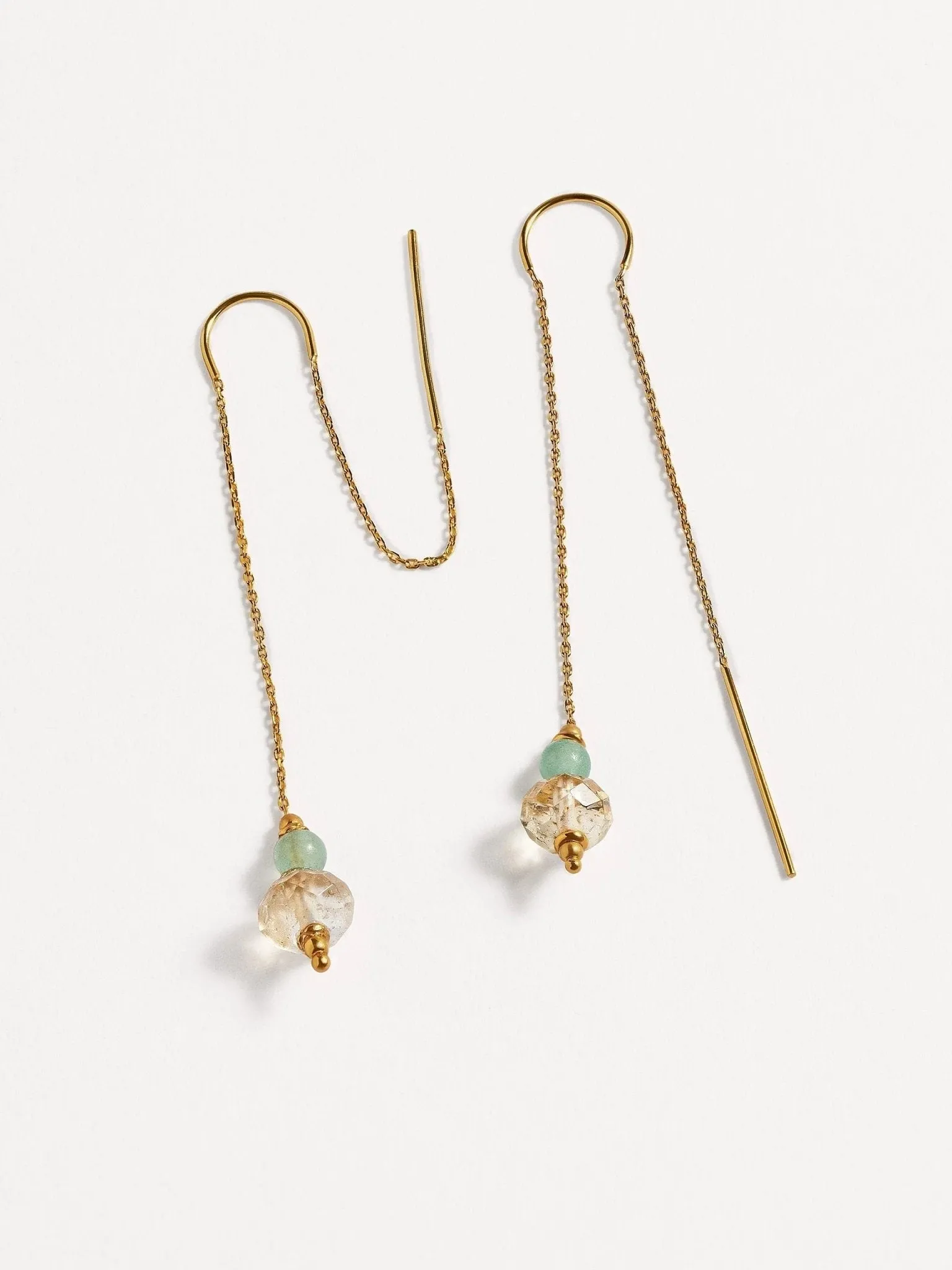 Estelita Gold Stone Chain Earrings