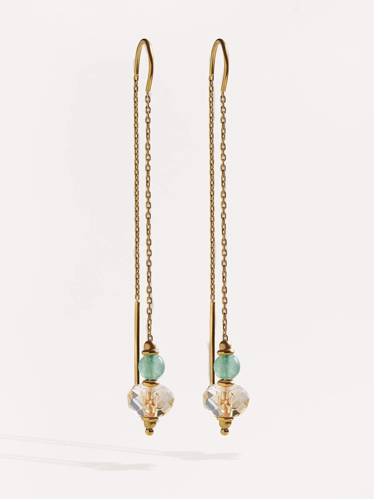 Estelita Gold Stone Chain Earrings