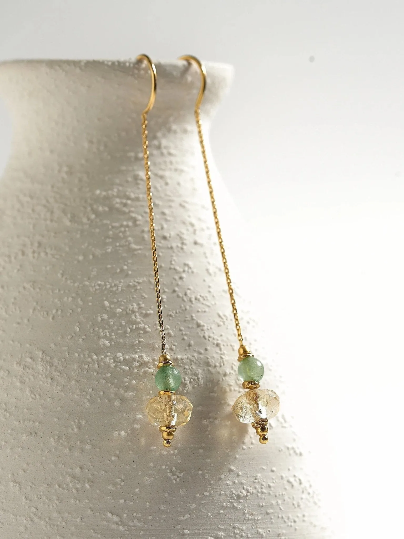 Estelita Gold Stone Chain Earrings