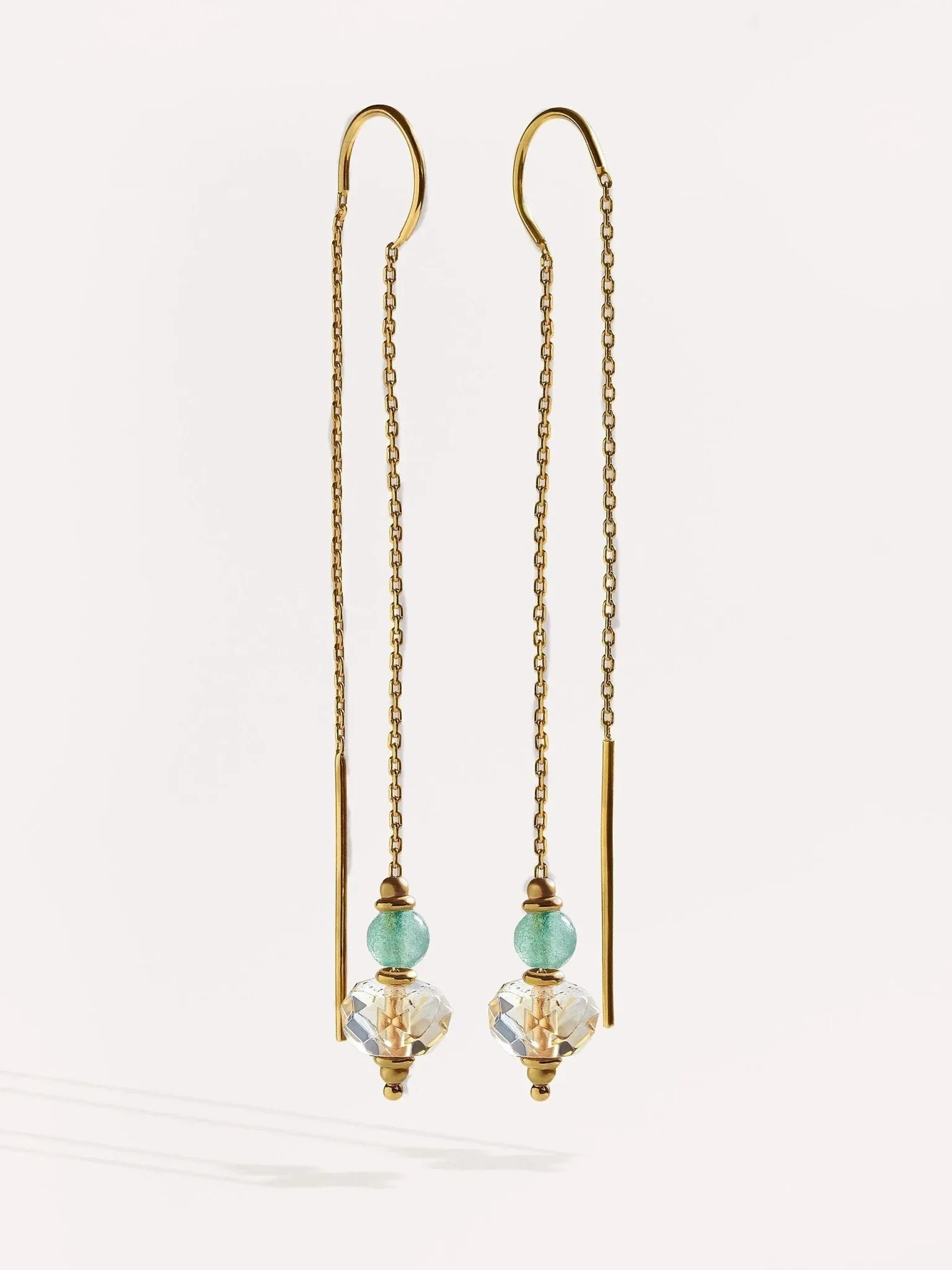 Estelita Gold Stone Chain Earrings