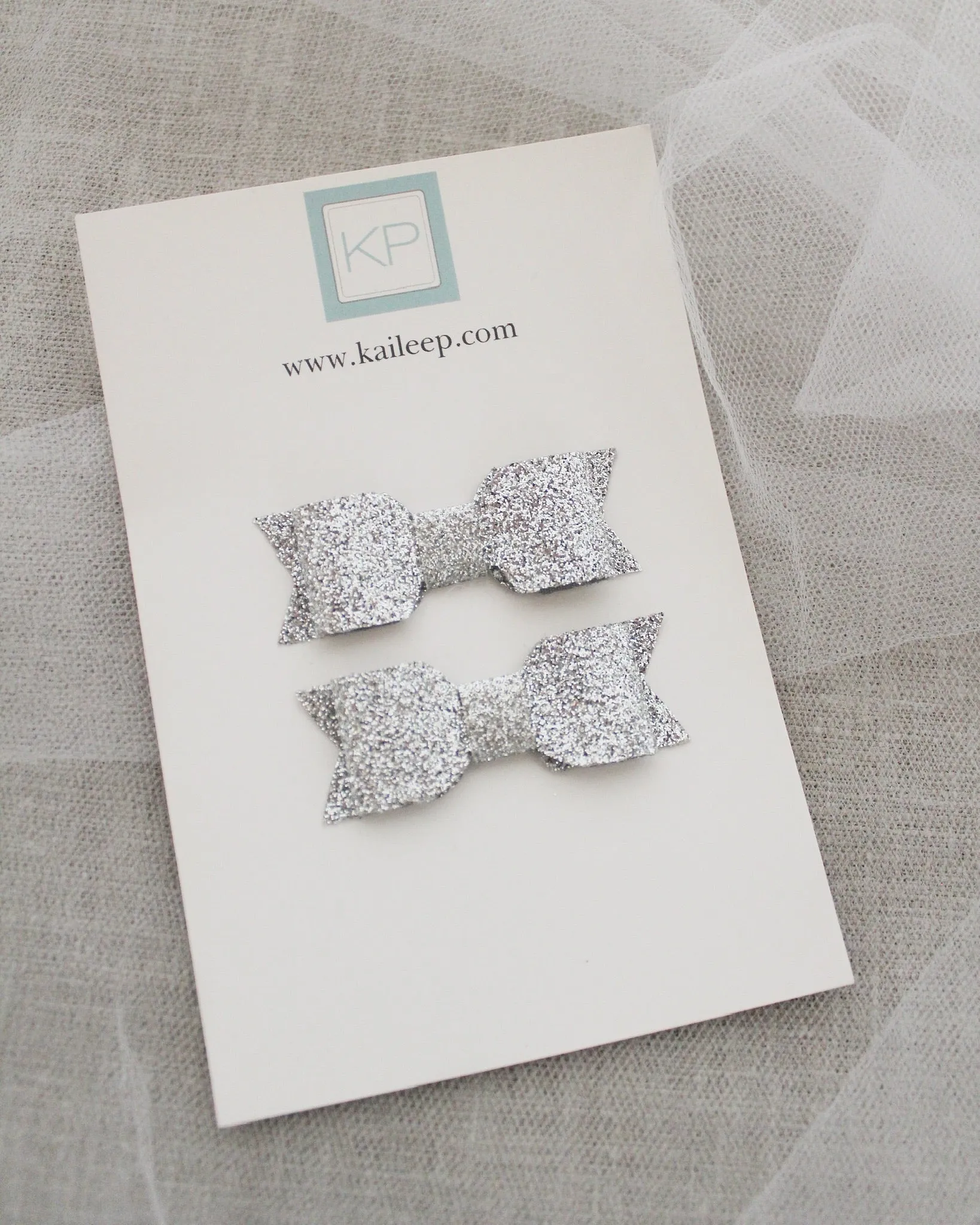 Fine Glitter Bow Hair Clips for Girls