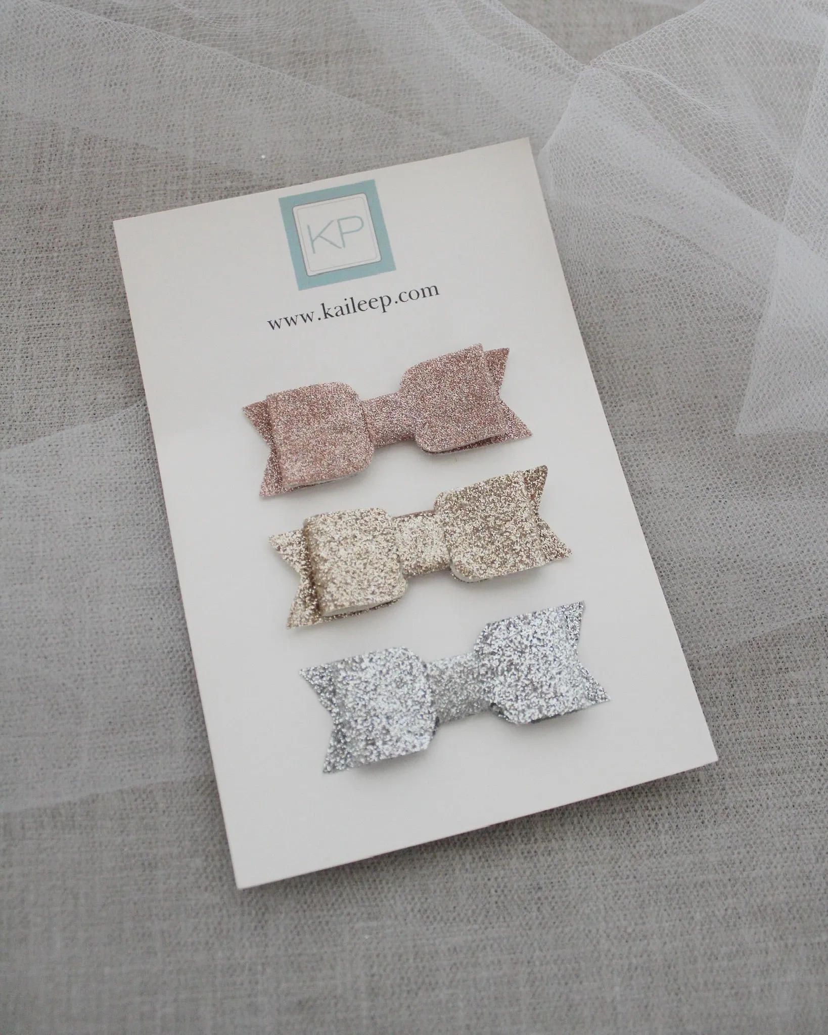 Fine Glitter Bow Hair Clips for Girls