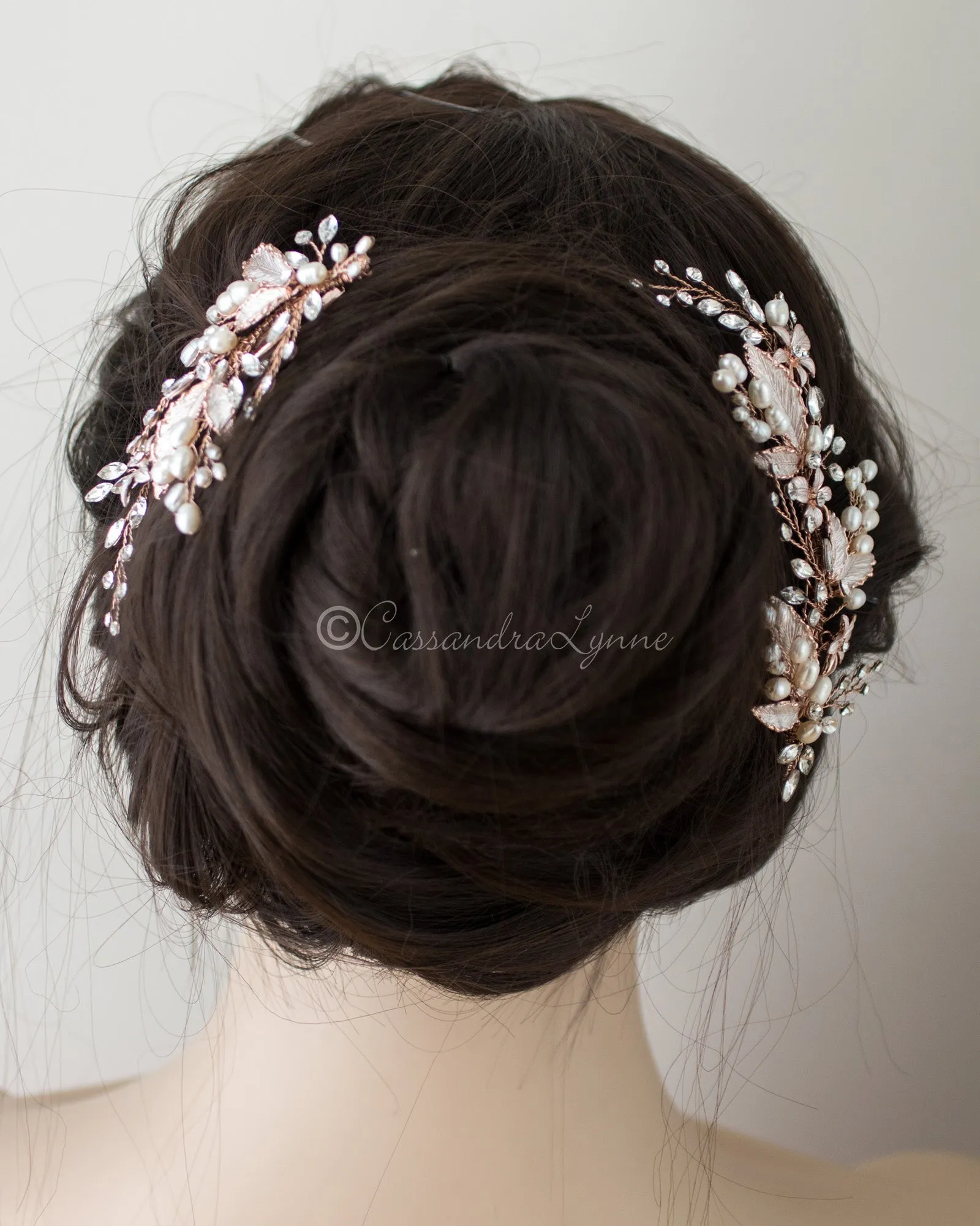 Freshwater Pearl Leaves Wedding Hair Clip