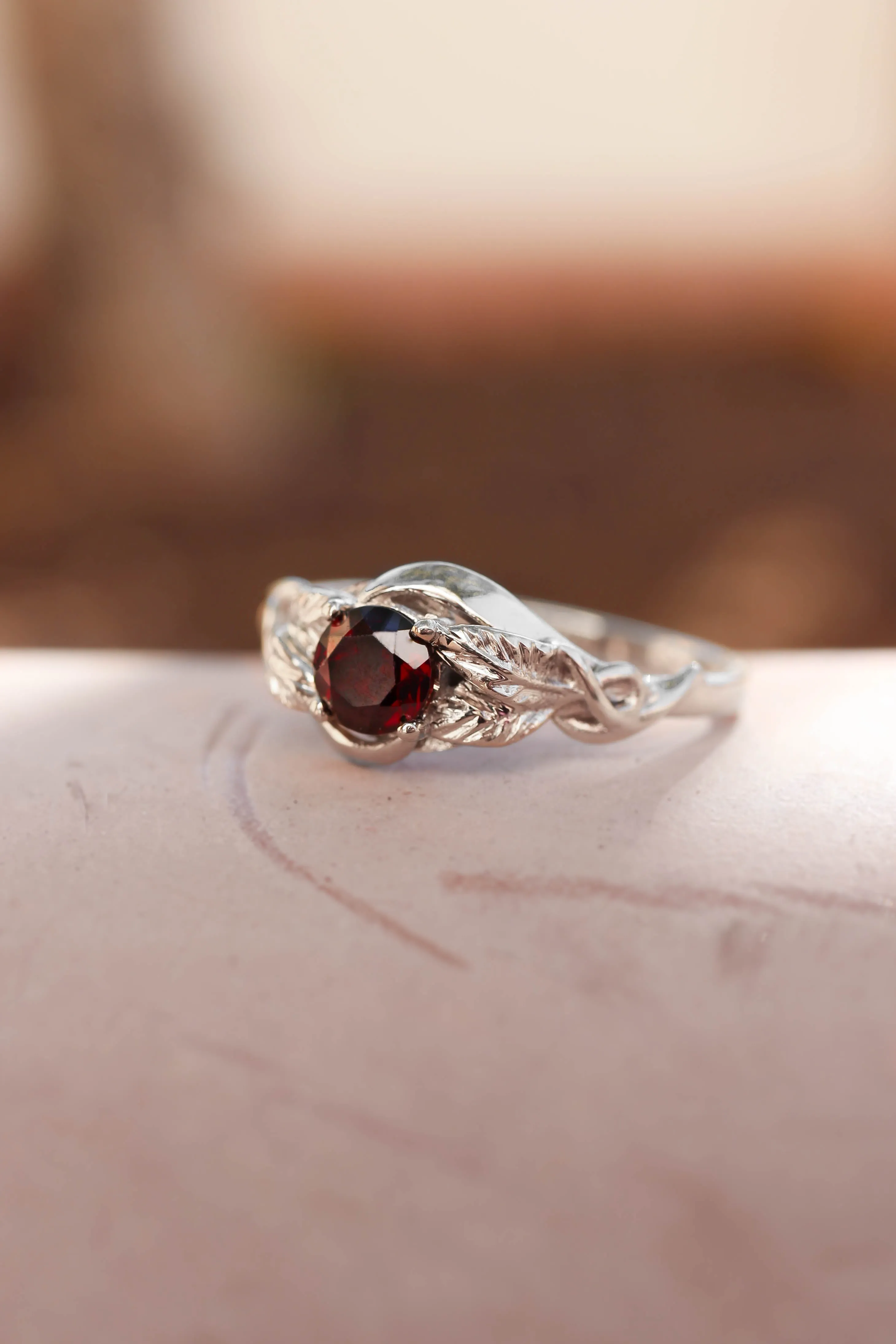 Garnet nature inspired engagement ring / Azalea