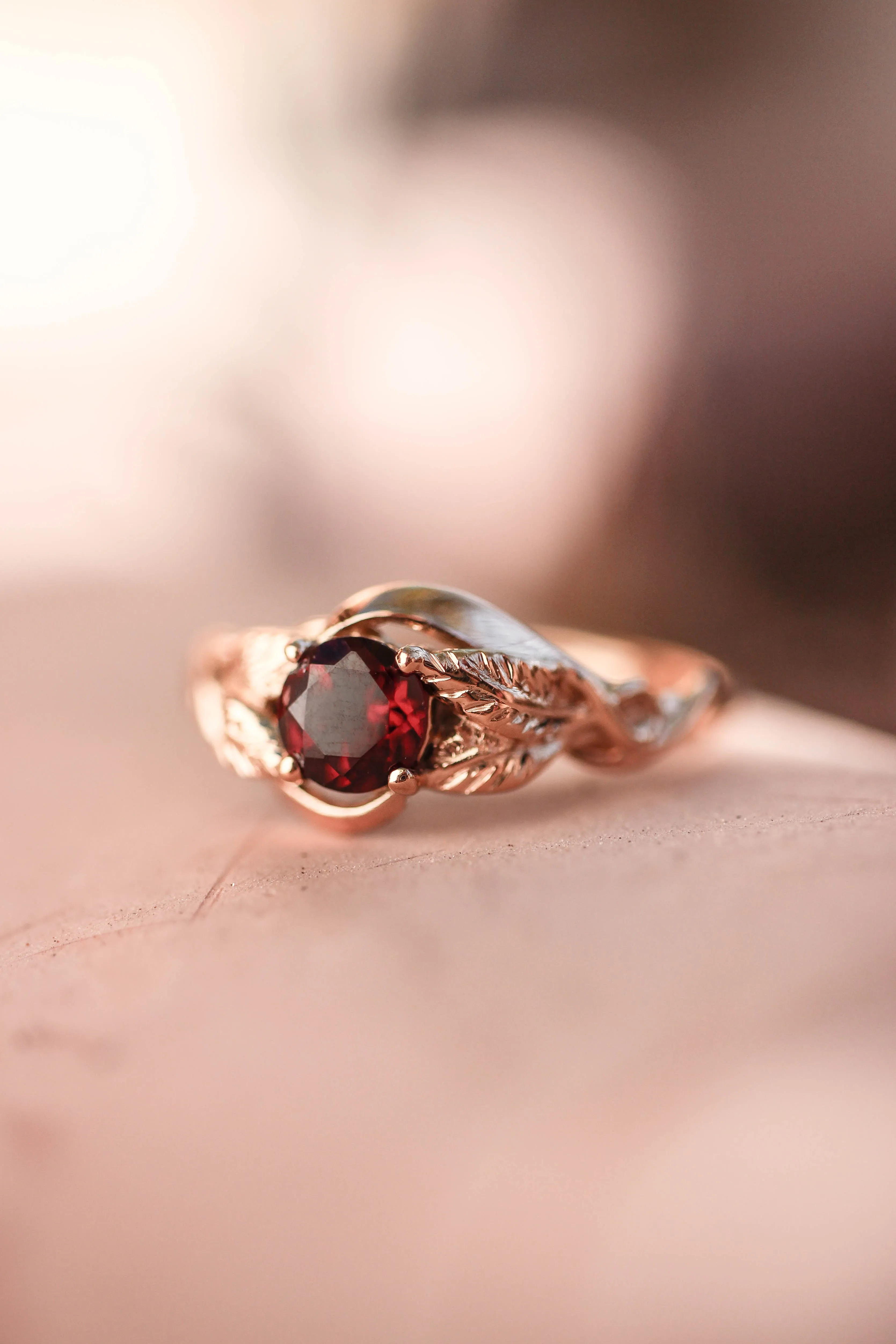 Garnet nature inspired engagement ring / Azalea