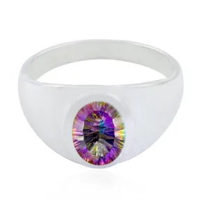 Goods Stone Mystic Quartz 925 Sterling Silver Rings Christmas For Mom