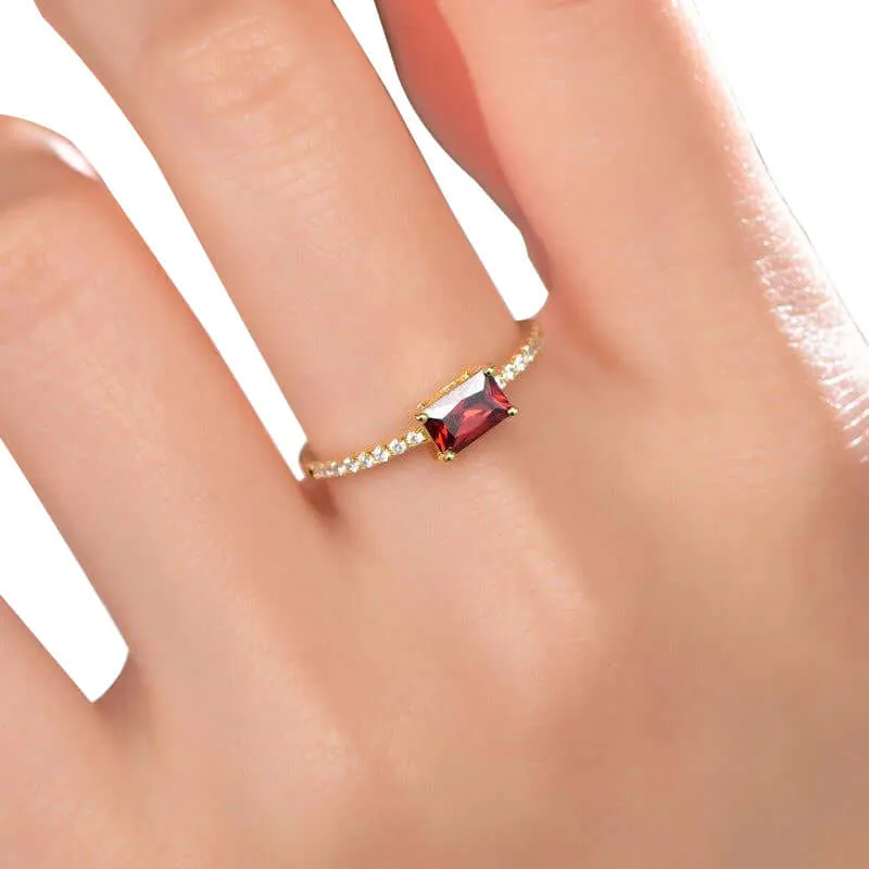 Gorgeous Ruby Emerald Cut Stacking Ring