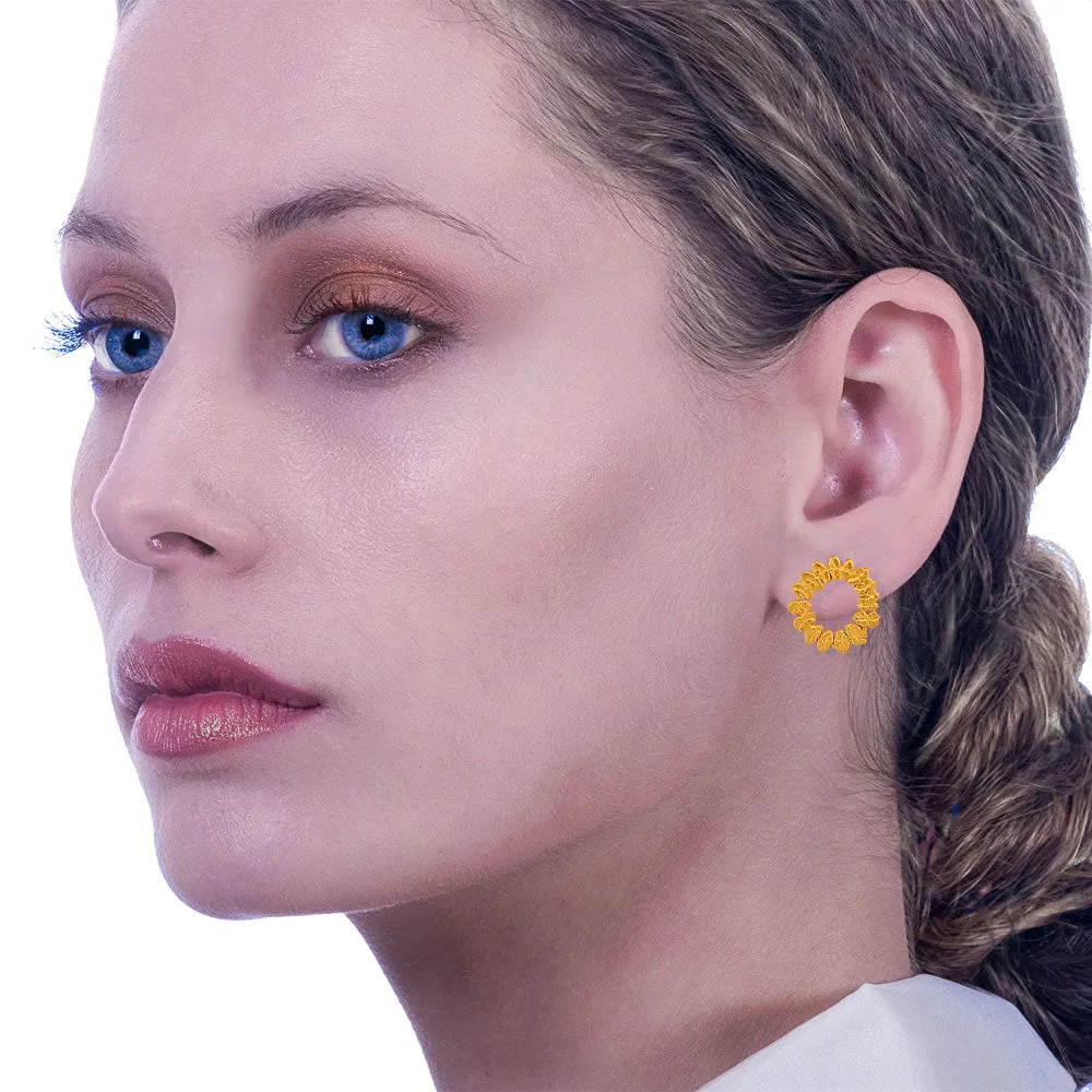 Handmade Gold Plated Silver Wrath Stud Earrings Muse