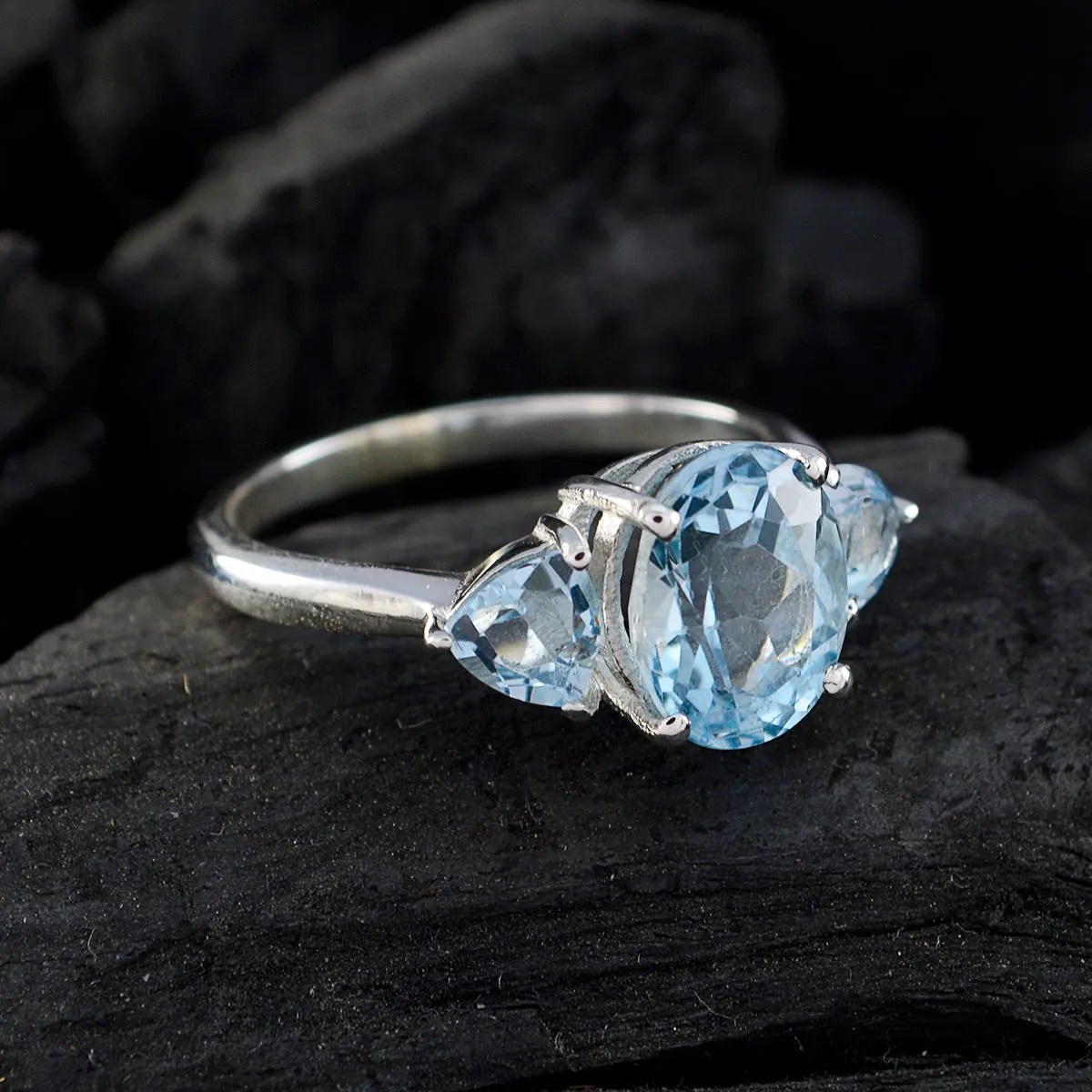 Indian Gemstones Blue Topaz 925 Sterling Silver Rings Jewelry Websites