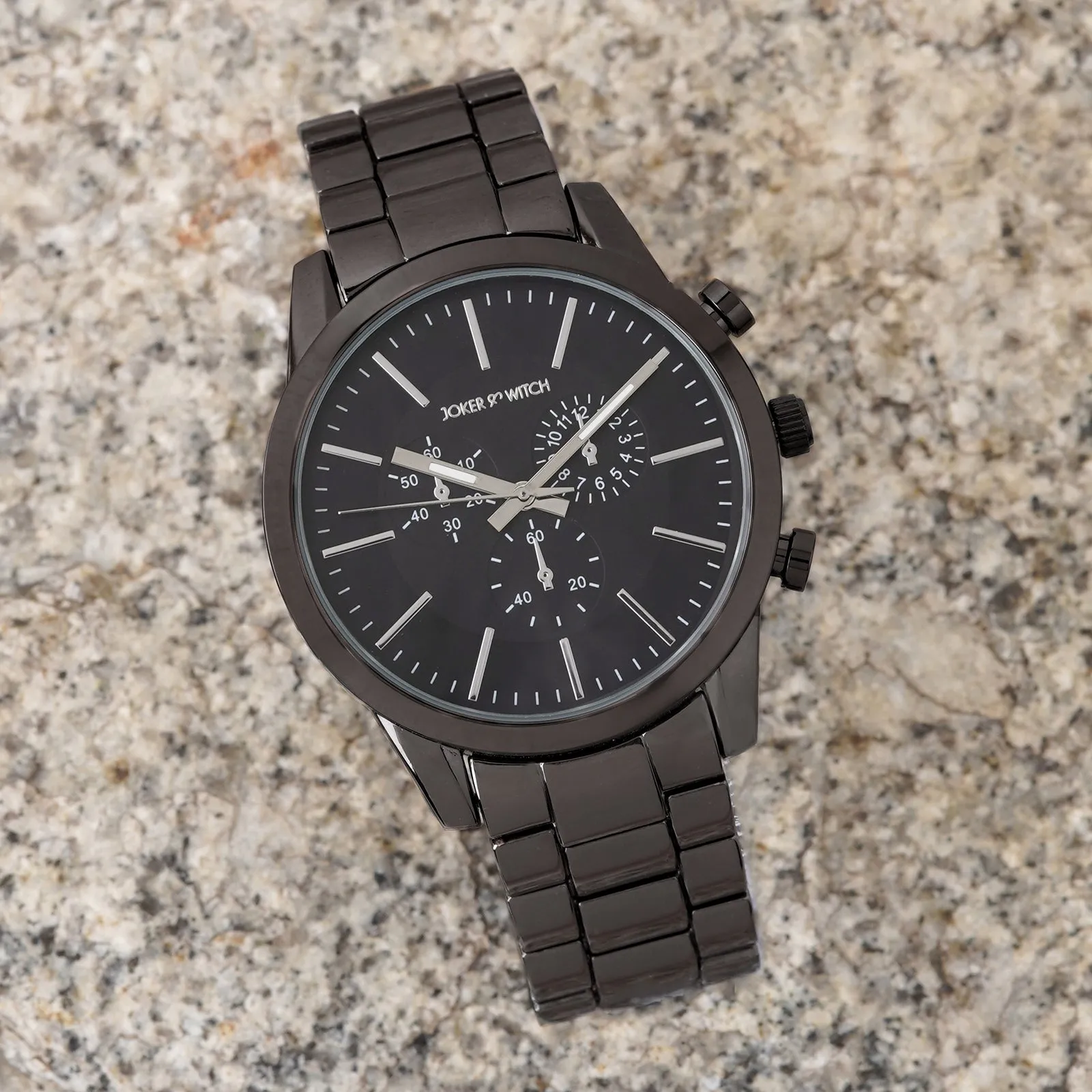 Kasdan All Black Metallic Strap Watch