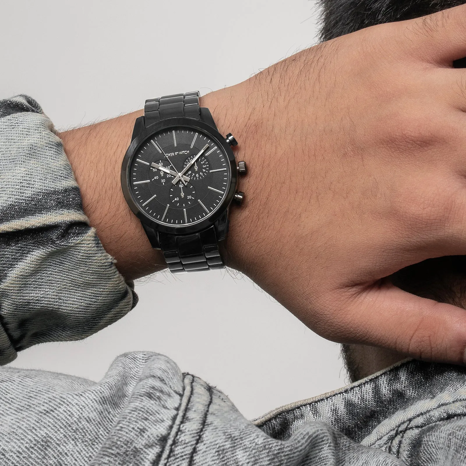 Kasdan All Black Metallic Strap Watch