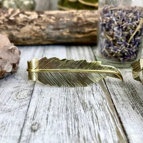 Large Adjustable Brass Feather Statement Ring  / Curated by FOXLARK Collection