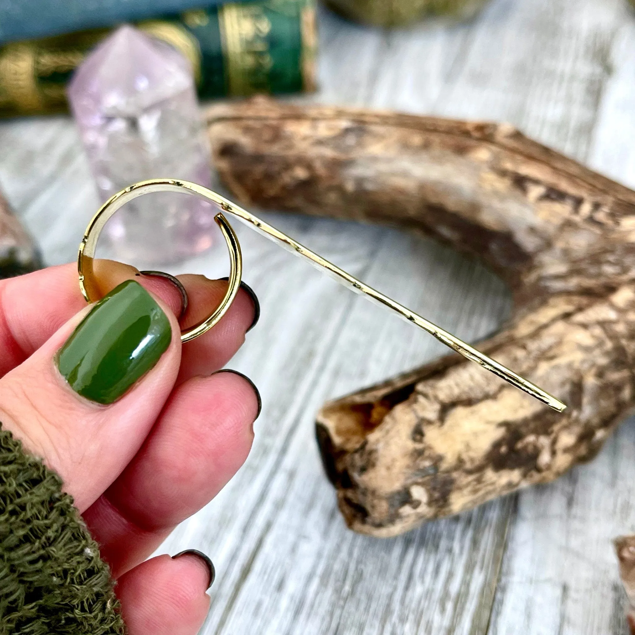 Large Adjustable Brass Feather Statement Ring  / Curated by FOXLARK Collection