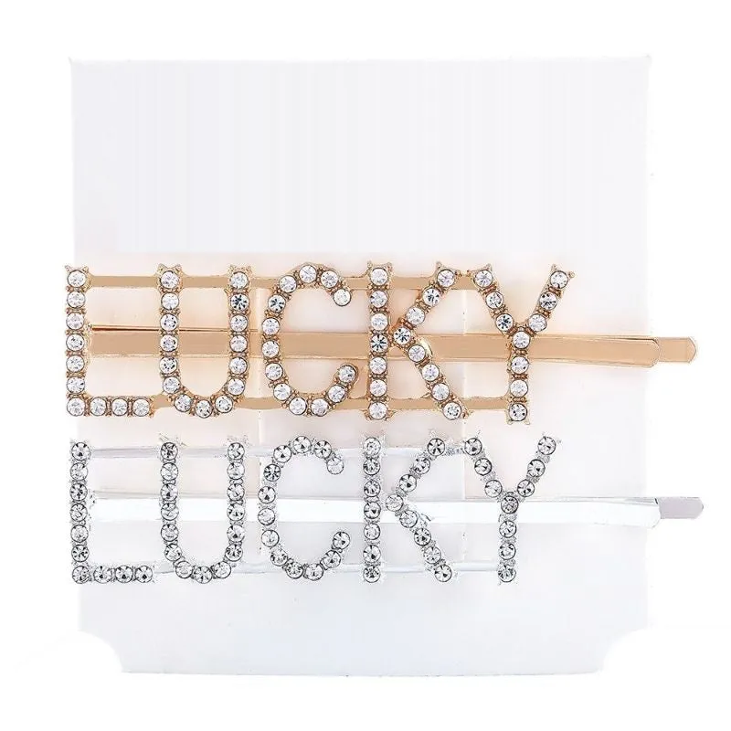 Letter Rhinestone Hair Clip Headwear For Women