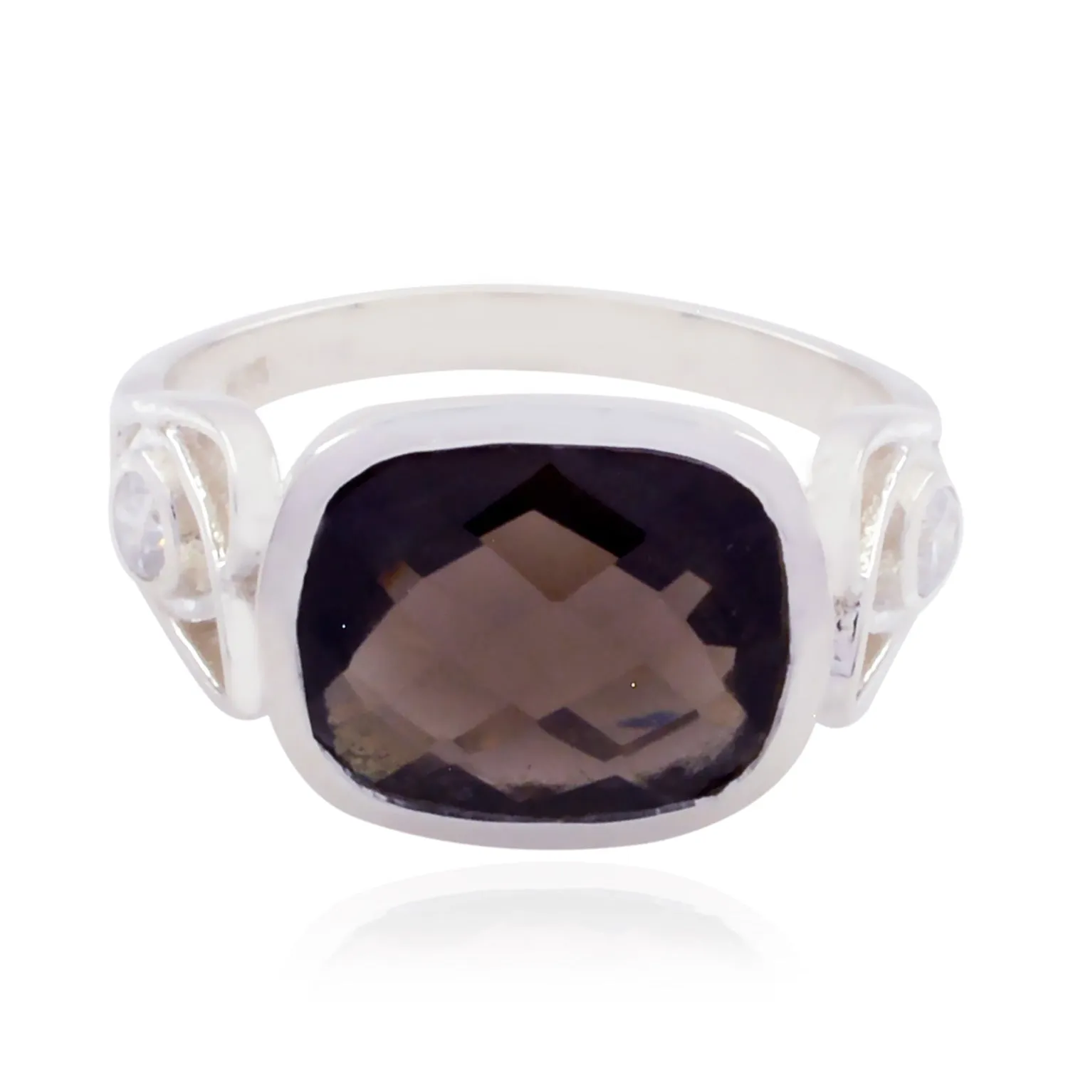 Luscious Gems Smoky Quartz Solid Silver Ring Kate Middleton Jewelry