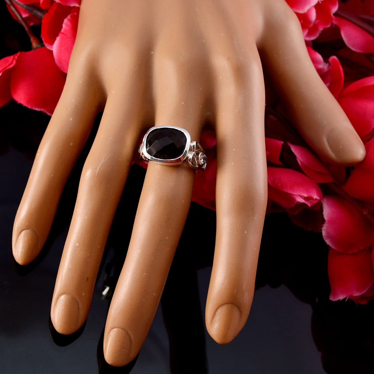 Luscious Gems Smoky Quartz Solid Silver Ring Kate Middleton Jewelry