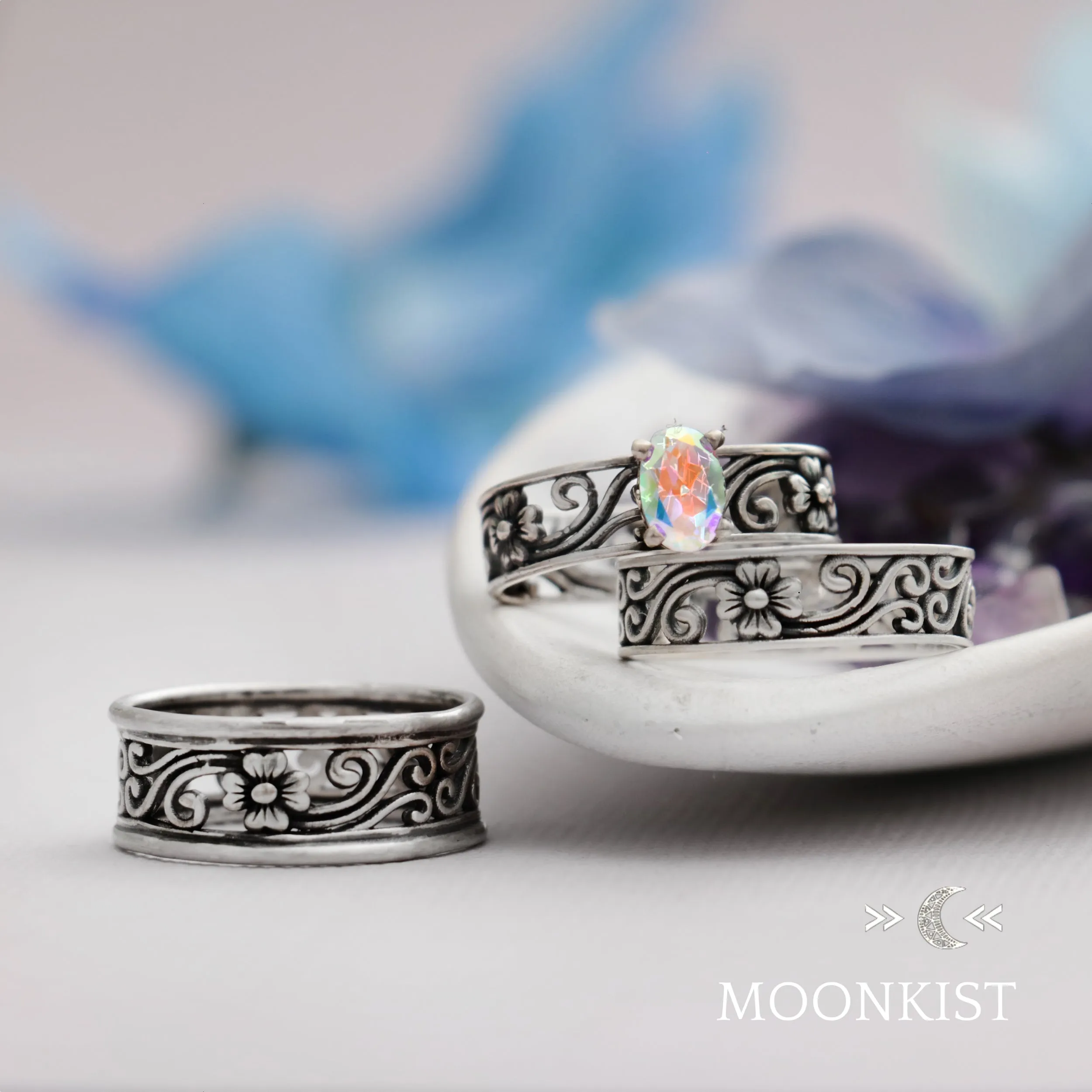 Magnolia Wedding Ring Set | Moonkist Designs