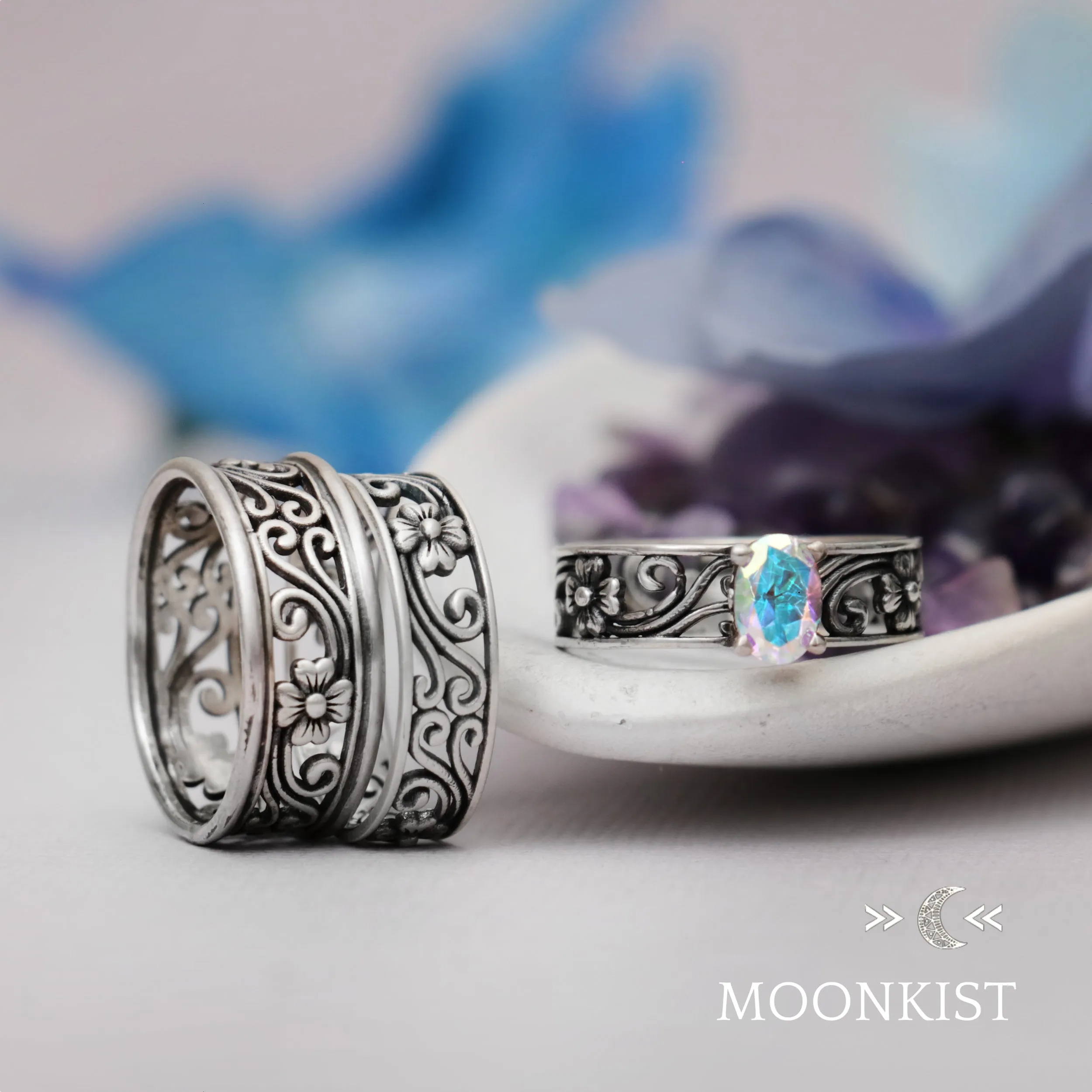 Magnolia Wedding Ring Set | Moonkist Designs