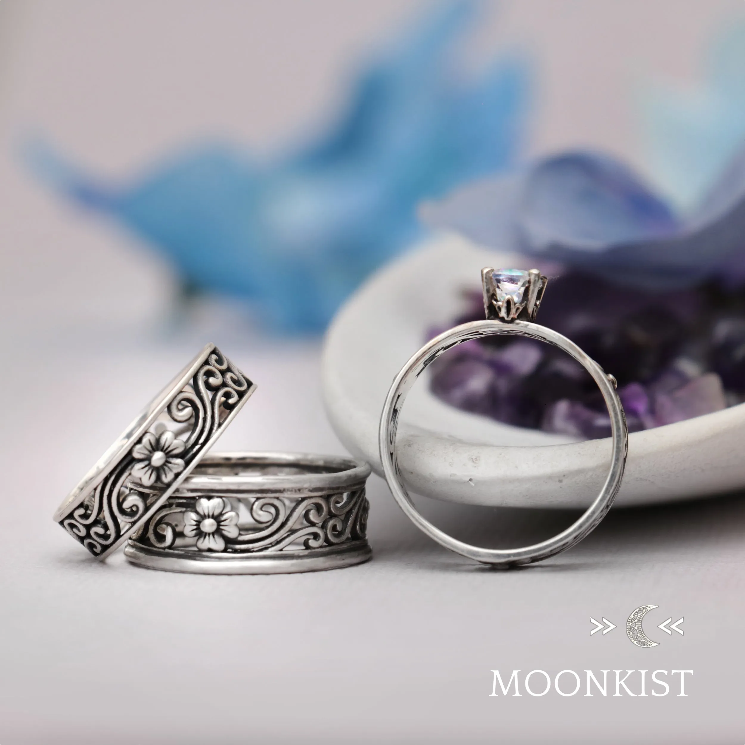 Magnolia Wedding Ring Set | Moonkist Designs