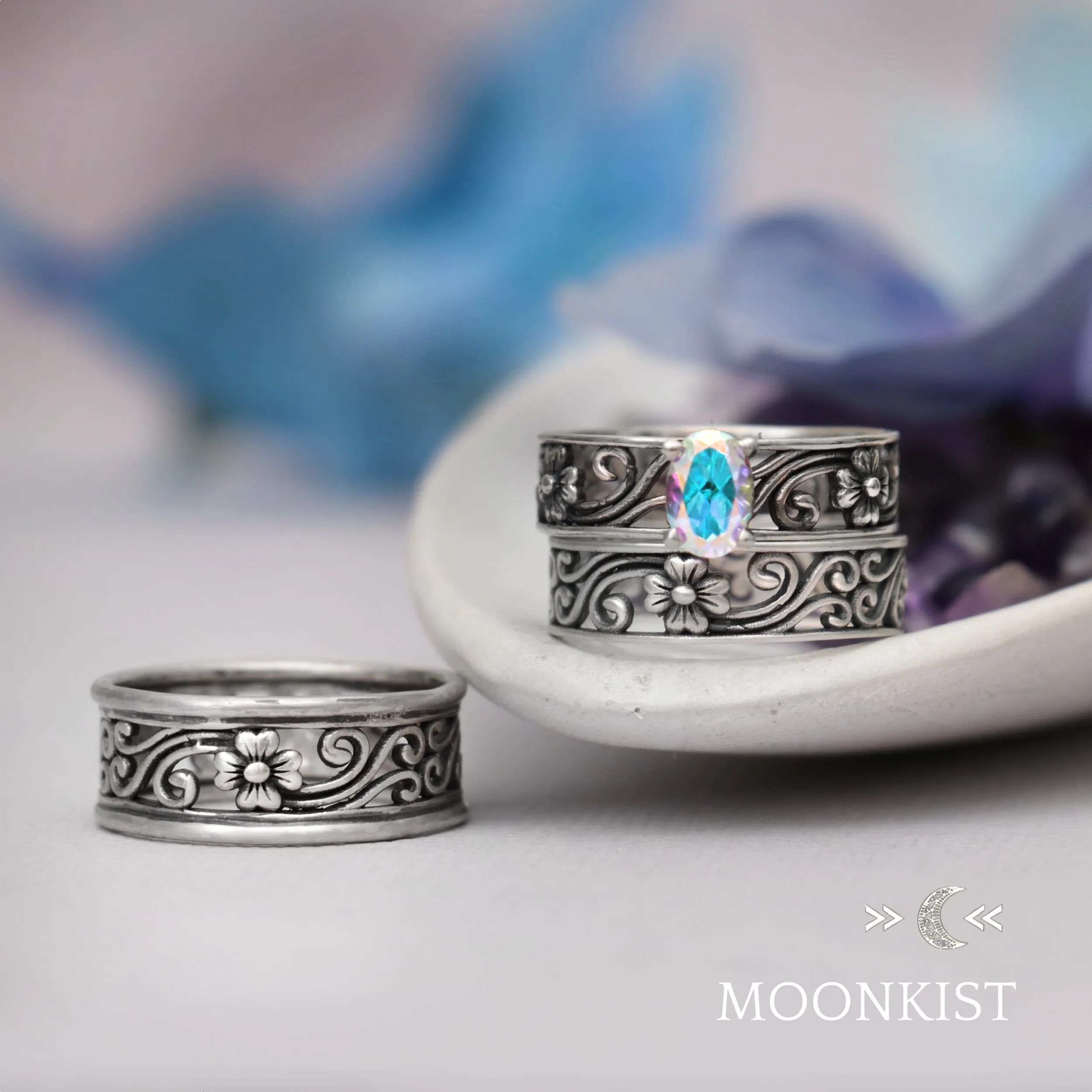 Magnolia Wedding Ring Set | Moonkist Designs