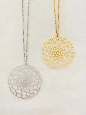 Modern Chrysanthemum Flower Pendant Necklace