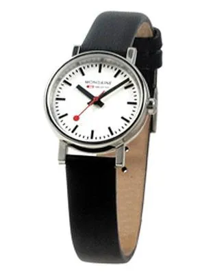 Mondaine Ladies Evo 26mm - White Dial - Black Leather Strap