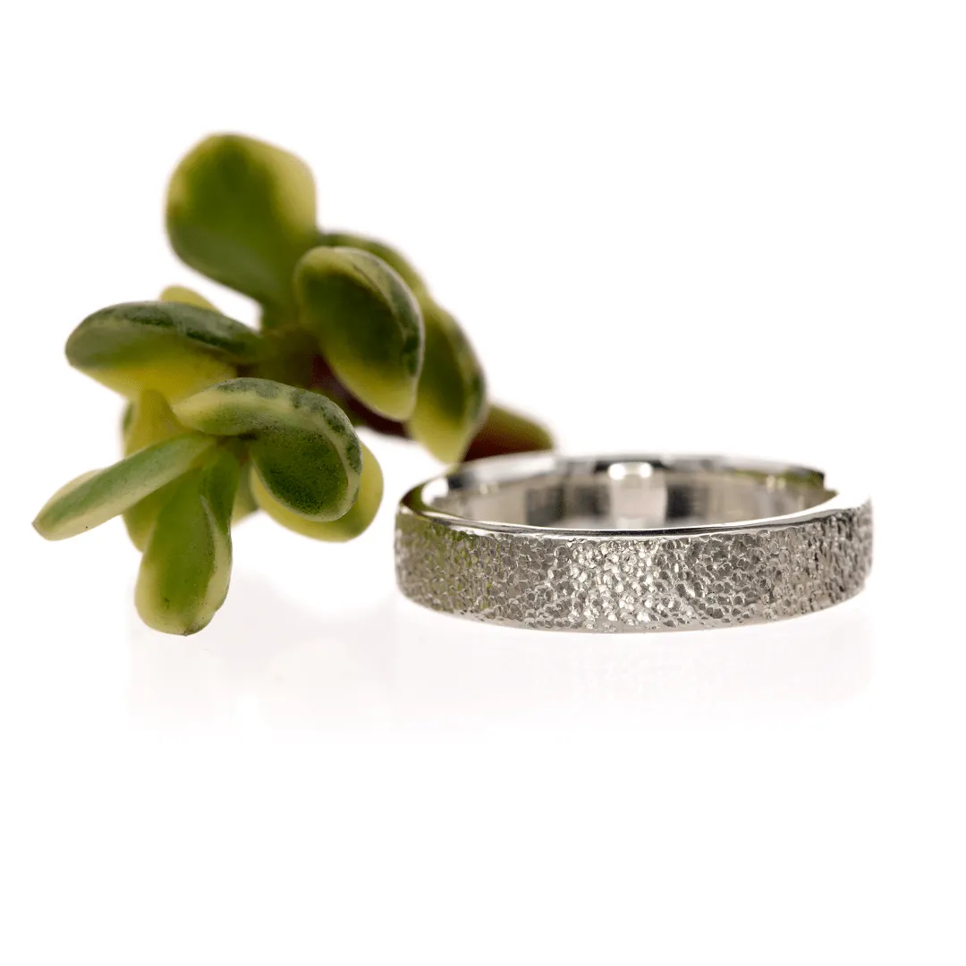 Narrow Fine Hammer Texture Wedding Ring Band