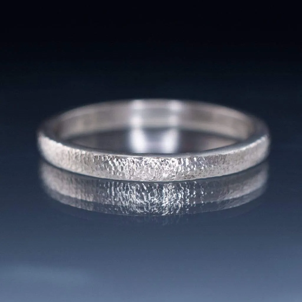 Narrow Fine Hammer Texture Wedding Ring Band