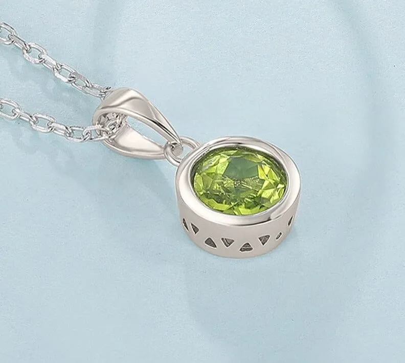 Natural Peridot Bezel Setting Pendant Necklace