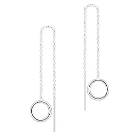 Open Circle Threader Chain Earrings