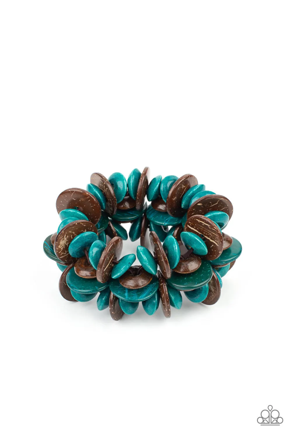 Paparazzi Caribbean Canopy - Blue Wooden Stretchy Bracelet