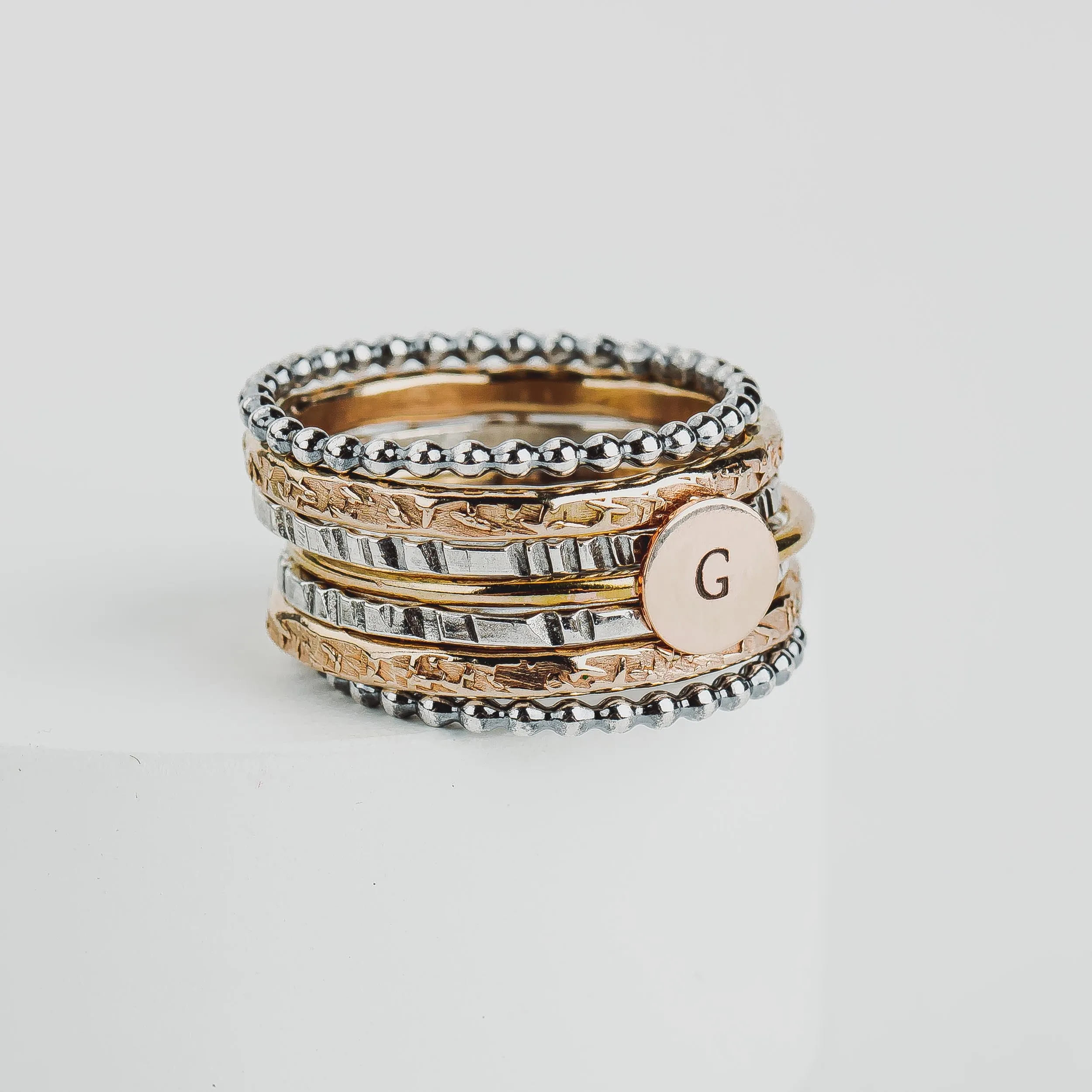 Personalized Initial Mixed Metal Stacking Rings