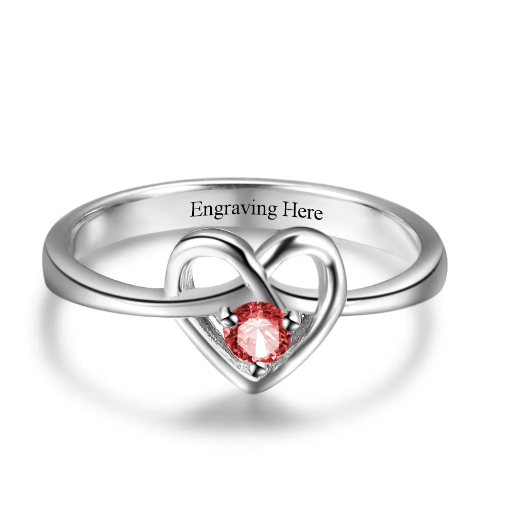 Personalized Promise Engagement Rings DIY Custom Birthstone Engrave Name Love Heart Rings For Women