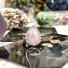 Pink Rose Quartz Ring in Fine Silver Size 6 7 8 9 / Foxlark Collection